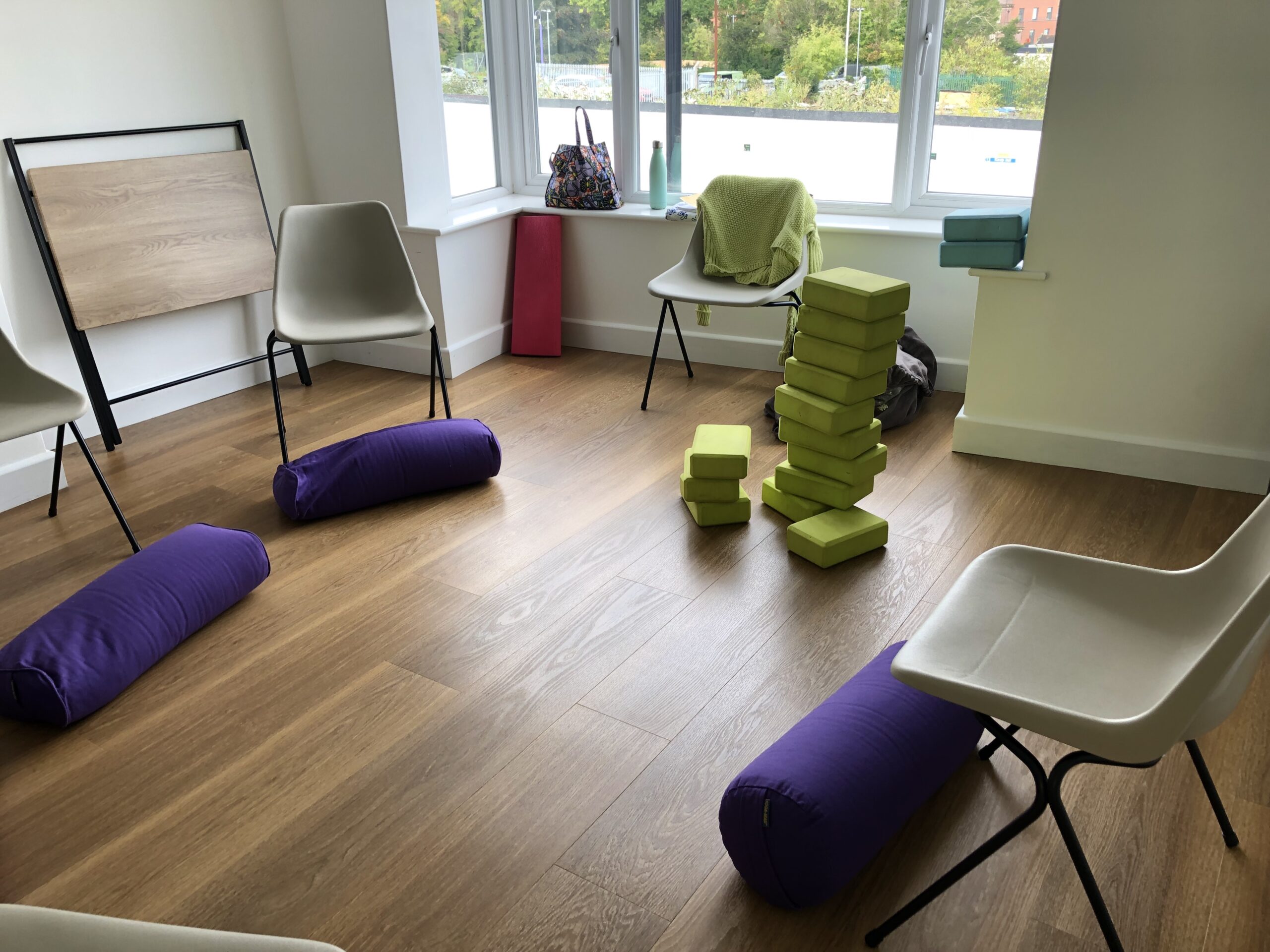 Interior view of set up of the yoga room 